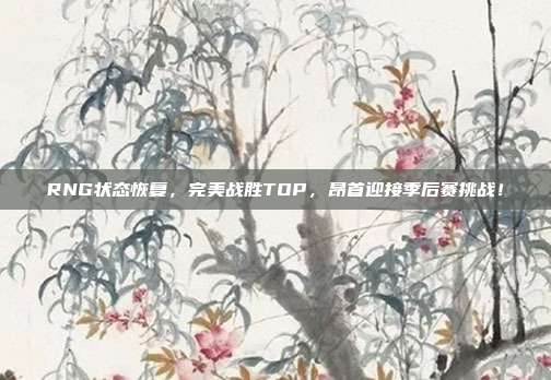 RNG状态恢复，完美战胜TOP，昂首迎接季后赛挑战！  第1张