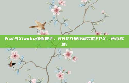 Wei与Xiaohu强强联手，RNG力挽狂澜完胜FPX，再创辉煌！  第1张